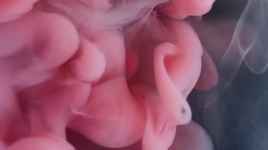 Sıvı sis. Soyut mürekkep. Odaklanmamış pembe renkli duman ruhani kirlilik dokusu koyu siyah arka planda yüzen sıvı karışımı.