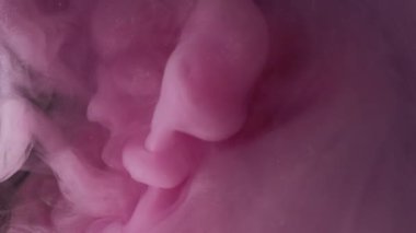 Dönen parlak bir doku. Işıl ışıl. Soyut akrilik sanatta yüzen sıvı sıvı kimyasal damlacıkta çözünmüş mor boya..