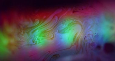 Floresan sıvı bulanıklığı. Psikedelik kimyasal mürekkep. Renkli odaksız lens neon akışı girdap dokusu harmanlama boya soyut ışıltı arkaplan.