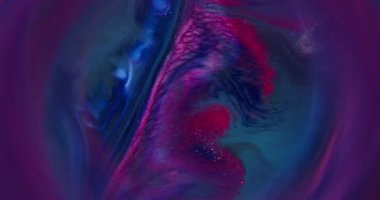 Bulanık parlak boya. Soyut sim arkaplanı. Odaklanmamış mavi kırmızı renk su dalgalanma deseni sıvısı koyu siyah sanat üzerinde yüzüyor.