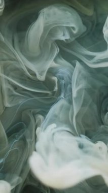 Dikey video. Bulut karışımı. Duman boyası. Yağlı suya renkli sis sanatı sıçrıyor. Girdap pigmenti fantezi dalga karışımı gri arkaplan fantezi bulanık doku.