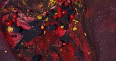 Renkli kabarcıklar. Bokeh yağı. Soyut akrilik sanat arka planında mor, kırmızı, parlak, yuvarlak, parlak, sıvı boya..