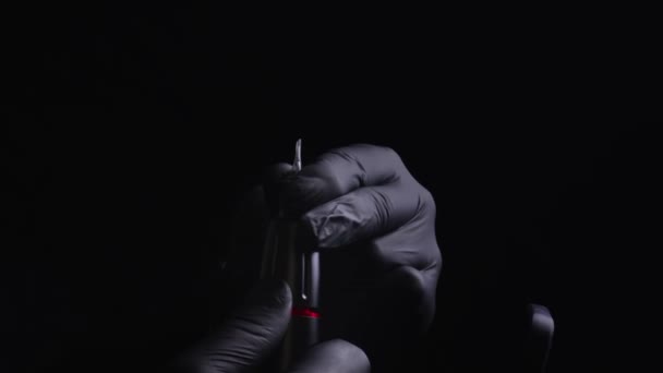 Kalıcı Kaş Dudak Kirpiklerden Oluşan Siyah Steril Eldiven Ustasının Elleri — Stok video
