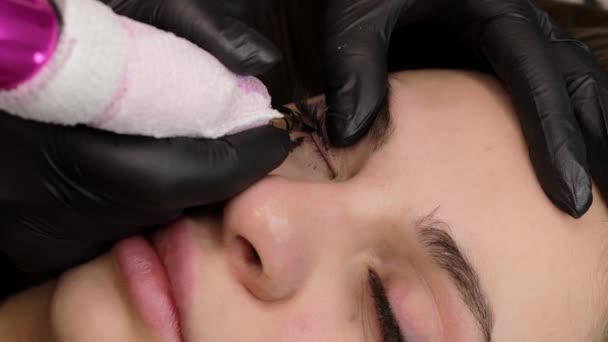 Permanent Eye Makeup Tattoo Machine High Quality Footage — стоковое видео