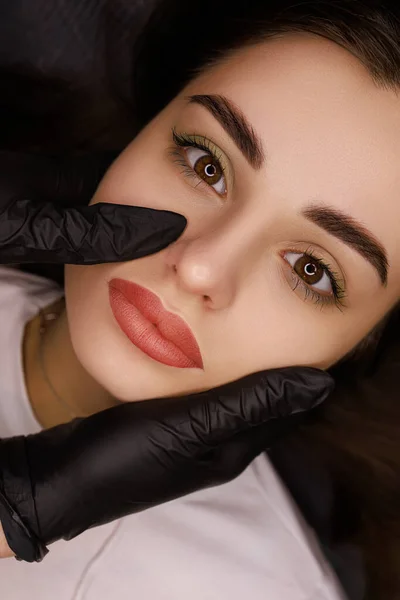 Lips Female Model Close Procedure Permanent Lip Makeup — Stock Fotó