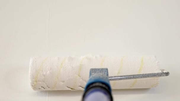 Painting Walls White Paint Using Paint Roller — Stock Video