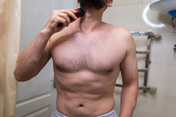 Homem Está Preparando Para Barbear Com Tear Poder Homem Com — Fotografia de Stock
