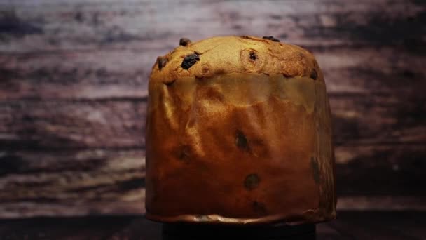 Pemandangan Kue Natal Yang Berputar Panettone Roti Natal Yang Dibuat — Stok Video