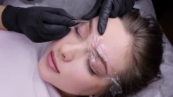 Correction Des Sourcils Aide Pinces Avant Procédure Maquillage Permanent Des — Video