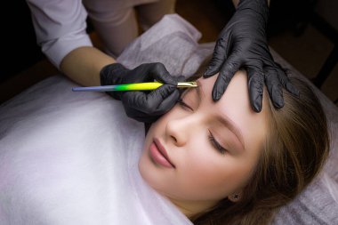 Kalıcı makyaj işleminden önce kaş çizimi hazırlıyorum. PMU Prosedürü, Kalıcı Kaş Makyajı.