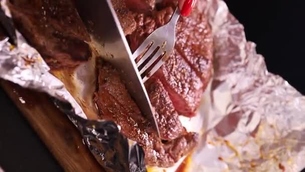 Des Tranches Steak Jeune Steak Veau Est Une Coupe Tendre — Video