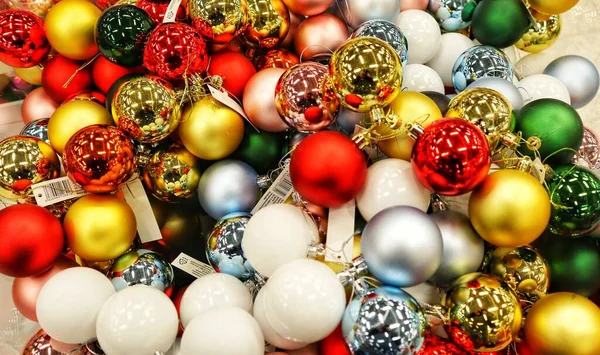 Weihnachten Hintergrund Neujahr Urlaub Weihnachten Spielzeug Bälle Dekorationen — Stockfoto