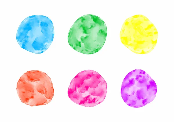 Ensemble Aquarelles Cercle Coloré Sur Fond Blanc — Image vectorielle