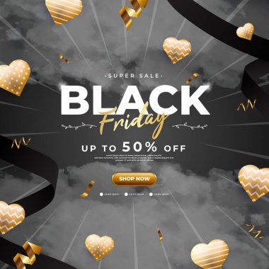 Kara Cuma indirimi, sosyal medya paylaşımları ve afişler için mükemmel.