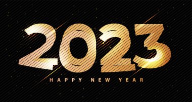 Yeni yılın kutlu olsun 2023 Arkaplan Tasarımı. Tebrik kartı, Banner, Poster. Vektör İllüstrasyonu