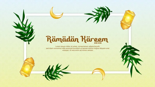Ramadan Podium Achtergrond Blauw Bruin Met Lantaarn Wolk Blad Maan — Stockvector
