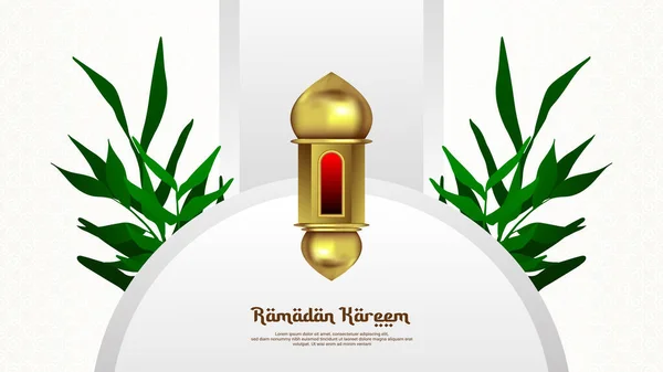 Fond Ramadan Est Blanc Avec Lanterne Éléments Foliaires Adapté Aux — Image vectorielle