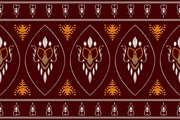 Ikat Paisley Floral Bordado Fundo Étnico Padrão Oriental Geométrico Traditional — Vetor de Stock