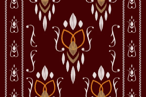 Ikat Paisley Floral Brodé Sur Fond Ethnique Motif Oriental Géométrique — Image vectorielle