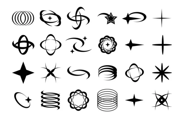 Elemento Futurista Retro Para Diseño Colección Símbolos Geométricos Gráficos Abstractos — Vector de stock