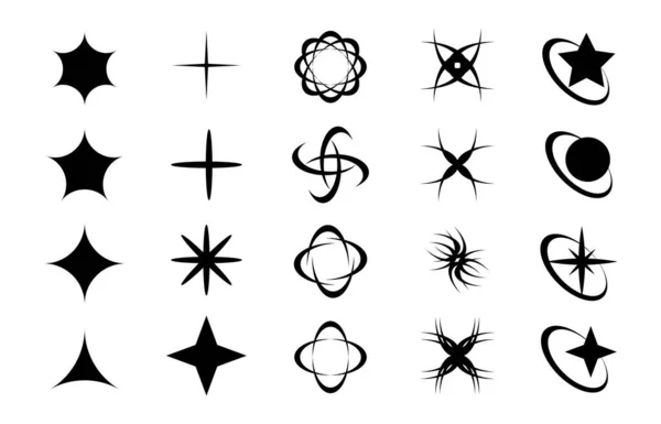 Retro Futuristic Element Design Collection Abstract Graphic Geometric Symbols Objects — Stock Vector