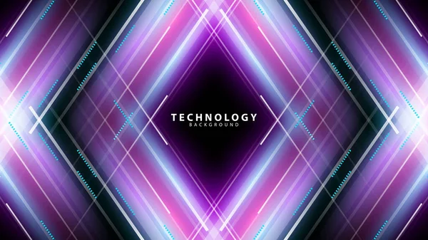 Technologie Achtergrond Met Neon Licht Effect Lijnen — Stockvector