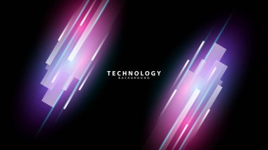 Neon ışık efekti çizgilerine sahip teknoloji arkaplanı