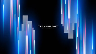 Neon ışık efekti çizgilerine sahip teknoloji arkaplanı