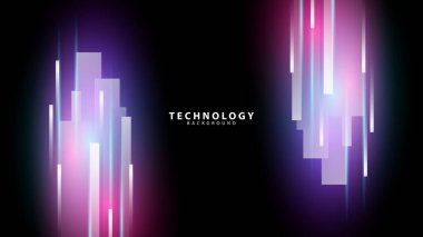 Neon ışık efekti çizgilerine sahip teknoloji arkaplanı