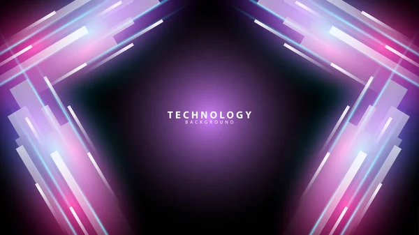 Technology Background Neon Light Effect Lines — Stock Vector