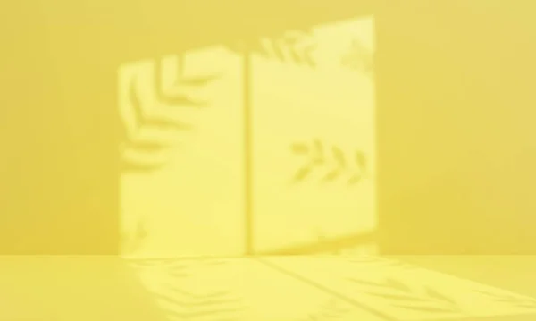 Абстрактна Жовта Студія Порожня Кімната Віконним Відтінком Рослинами Візуалізація — стокове фото