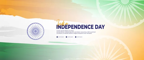 Happy Independence Day Indien Banner Mit Orangen Weißen Und Grünen — Stockvektor