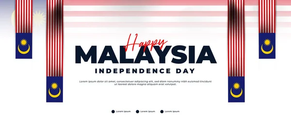 Fröhliche Malaysische Unabhängigkeitstag Grußbanner Mit Flaggenelementen — Stockvektor