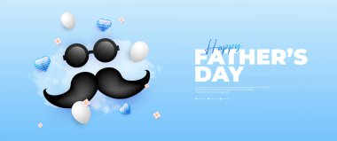 Mavi mutlu babalar günü bayrağı tasarımı