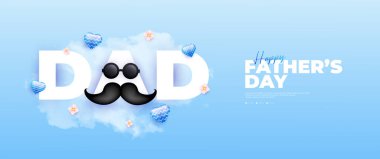 Mavi mutlu babalar günü bayrağı tasarımı