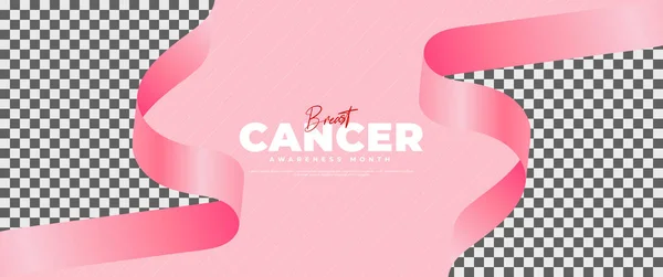 Göğüs Kanseri Farkındalığı Ayı Afişi Pembe Kurdele Elementleriyle — Stok Vektör