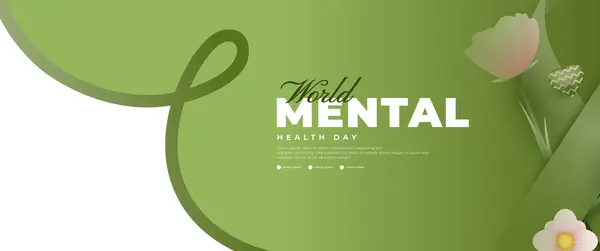 Conception Bannière Journée Mondiale Santé Mentale Avec Des Éléments Ruban — Image vectorielle