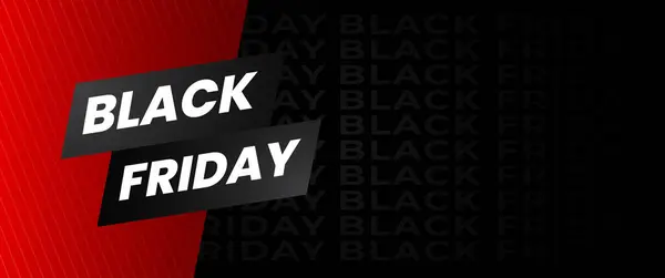 Conception Bannière Black Friday Noir Rouge Avec Des Éléments Lumineux — Image vectorielle