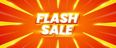 Turuncu flaş satış pankartı tasarımı perakende promosyonlar için uygundur