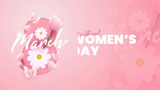 Анимация Международного Женского Дня Пастельно Розовых Тонах — стоковое видео