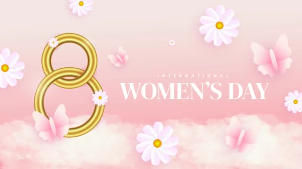 Animacja Międzynarodowego Dnia Kobiet Pastelowych Różowych Kolorach — Wideo stockowe