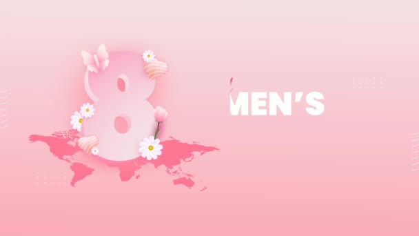 Animace Mezinárodního Dne Žen Pastelově Růžových Barvách — Stock video