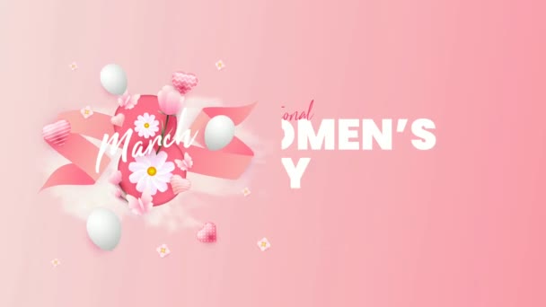 用粉红彩绘国际妇女日的动画 — 图库视频影像