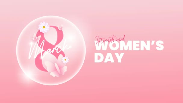 Animación Del Día Internacional Mujer Colores Rosados Pastel — Vídeo de stock