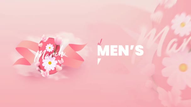 Animación Del Día Internacional Mujer Colores Rosados Pastel — Vídeos de Stock