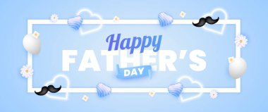 Mavi mutlu babalar günü bayrağı tasarımı