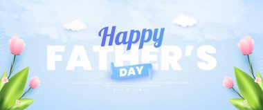 Mavi mutlu babalar günü bayrağı tasarımı