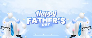 Mavi mutlu babalar günü bayrağı tasarımı