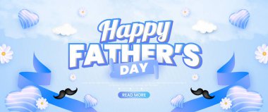 Mavi mutlu babalar günü bayrağı tasarımı