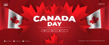 Akçaağaç yaprağı elementleriyle Kanada günlük afiş tasarımı
